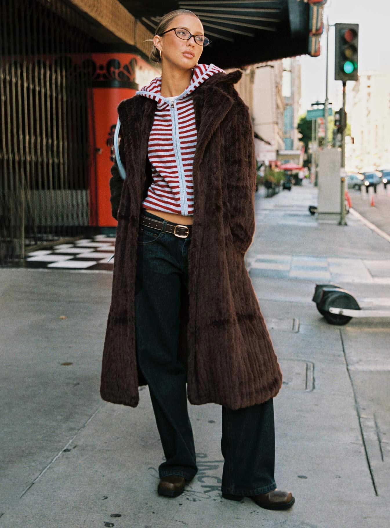 Moss Faux Fur Coat Chocolate