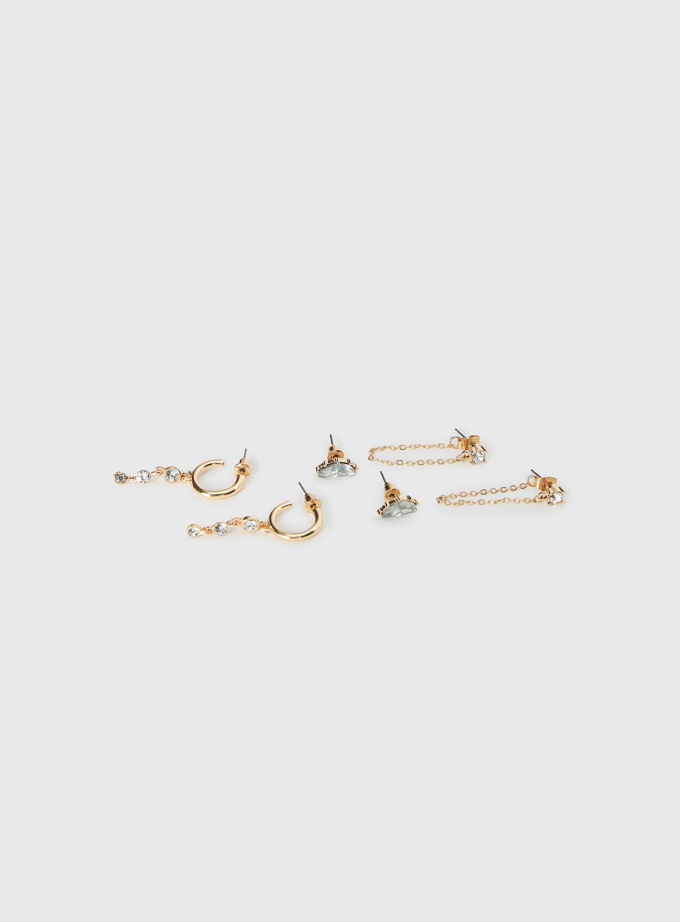 Think Later Diamante Earring Pack Gold