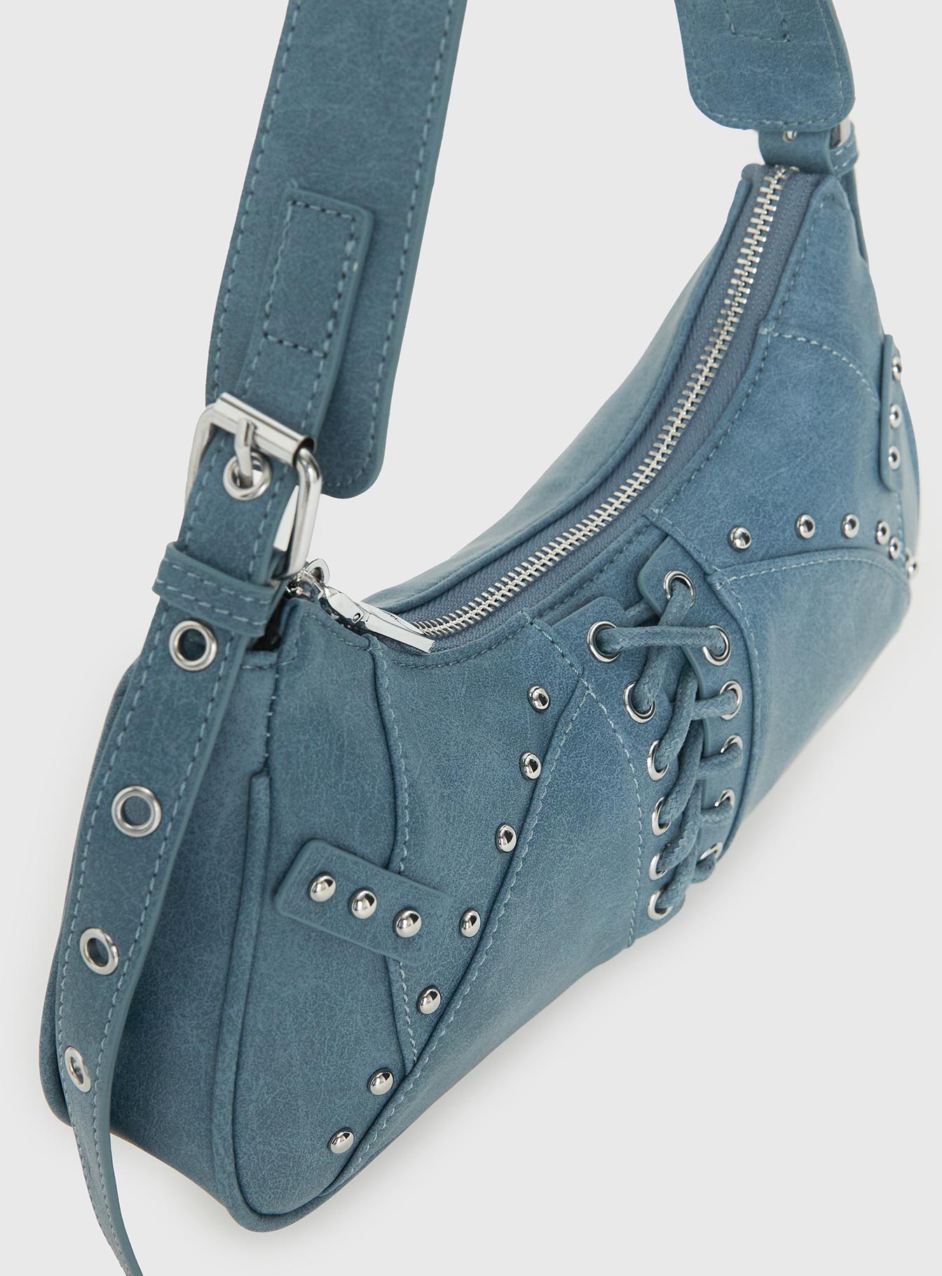 Langston Tie-Up Detail Shoulder Bag Blue