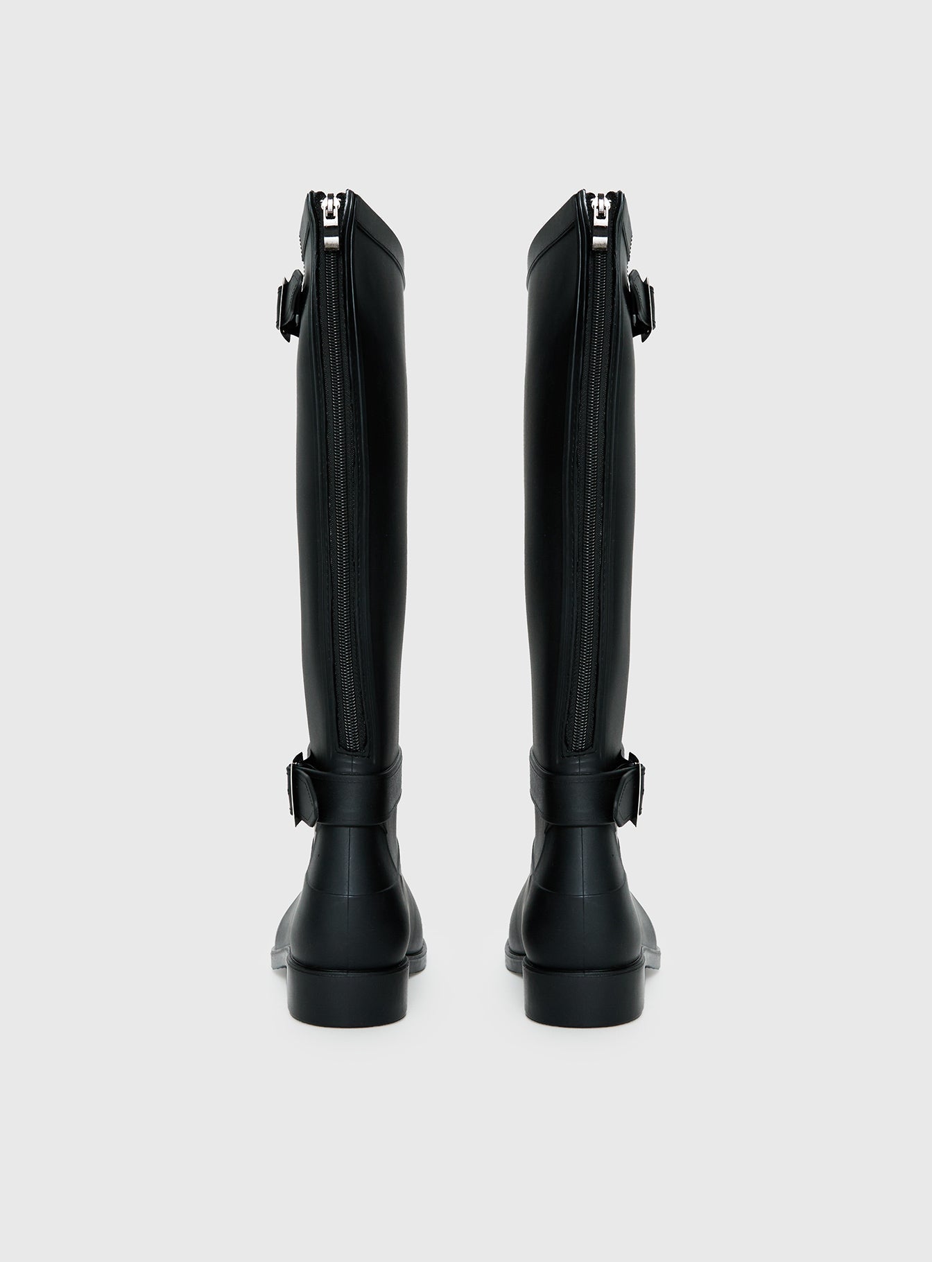 Elvera Buckle Detail Knee High Boots Black