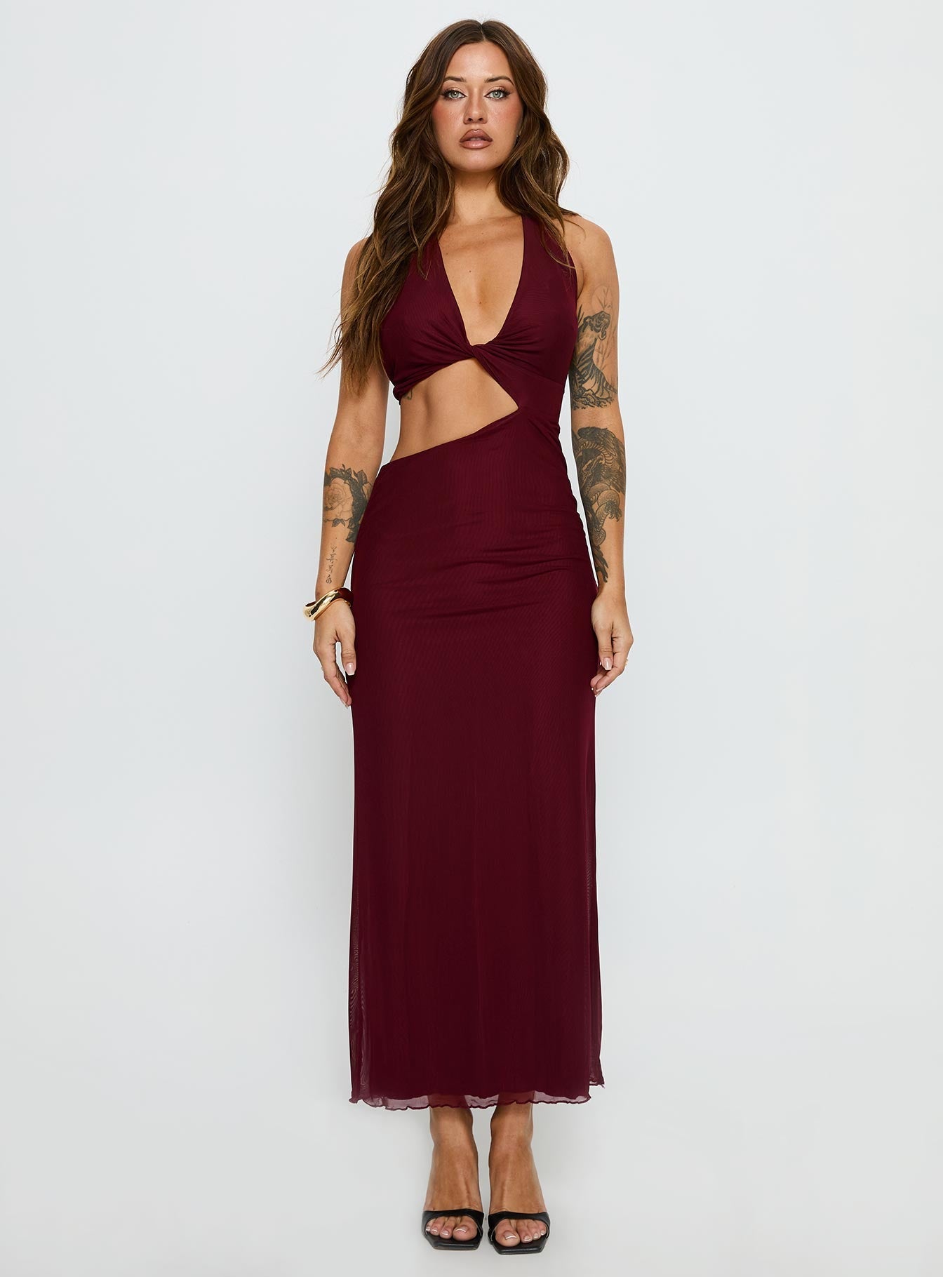 Novalee Keyhole Maxi Dress Burgundy