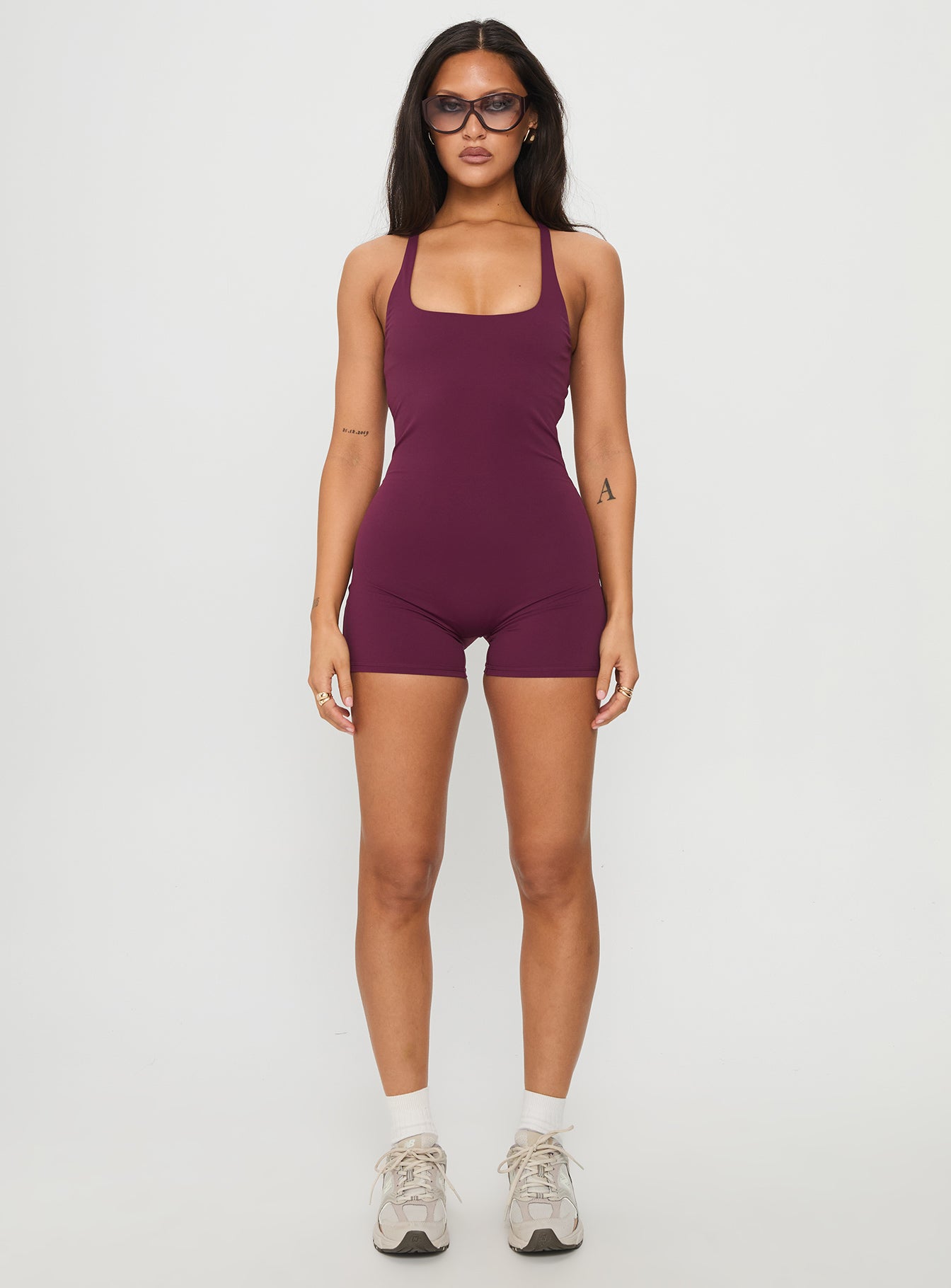 Run The Play Active Romper Plum