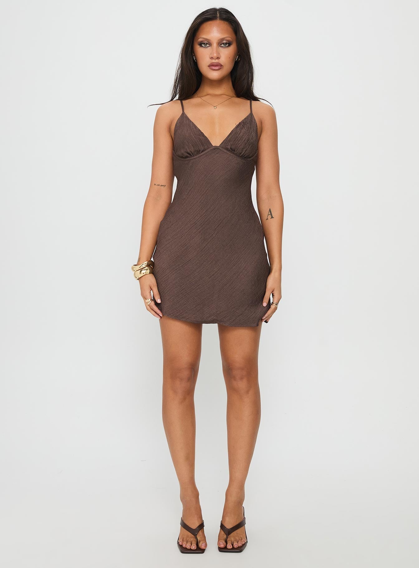 Makaia Balconette Mini Dress Brown