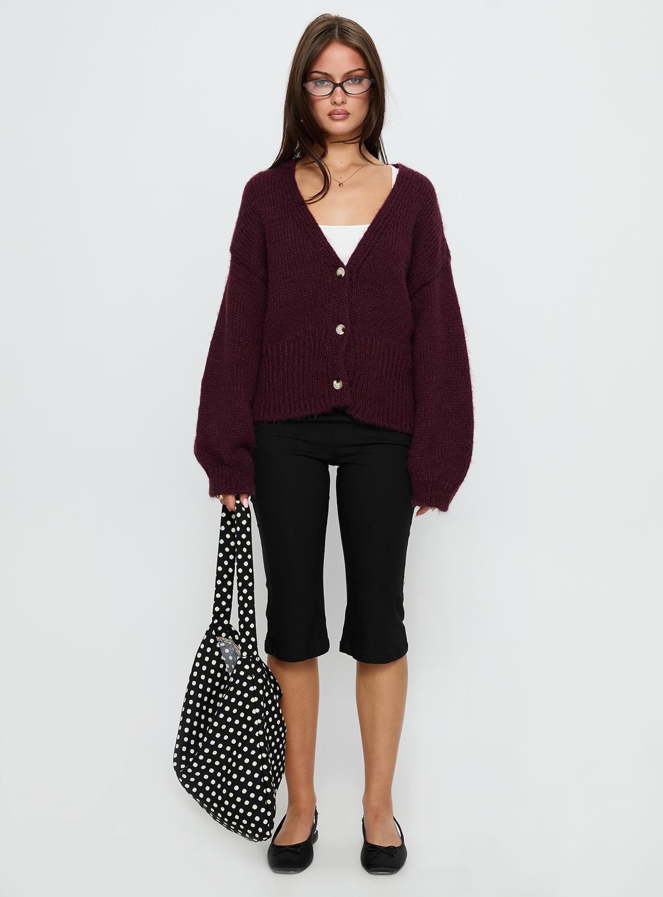 Yasmyn Knit Cardigan Burgundy