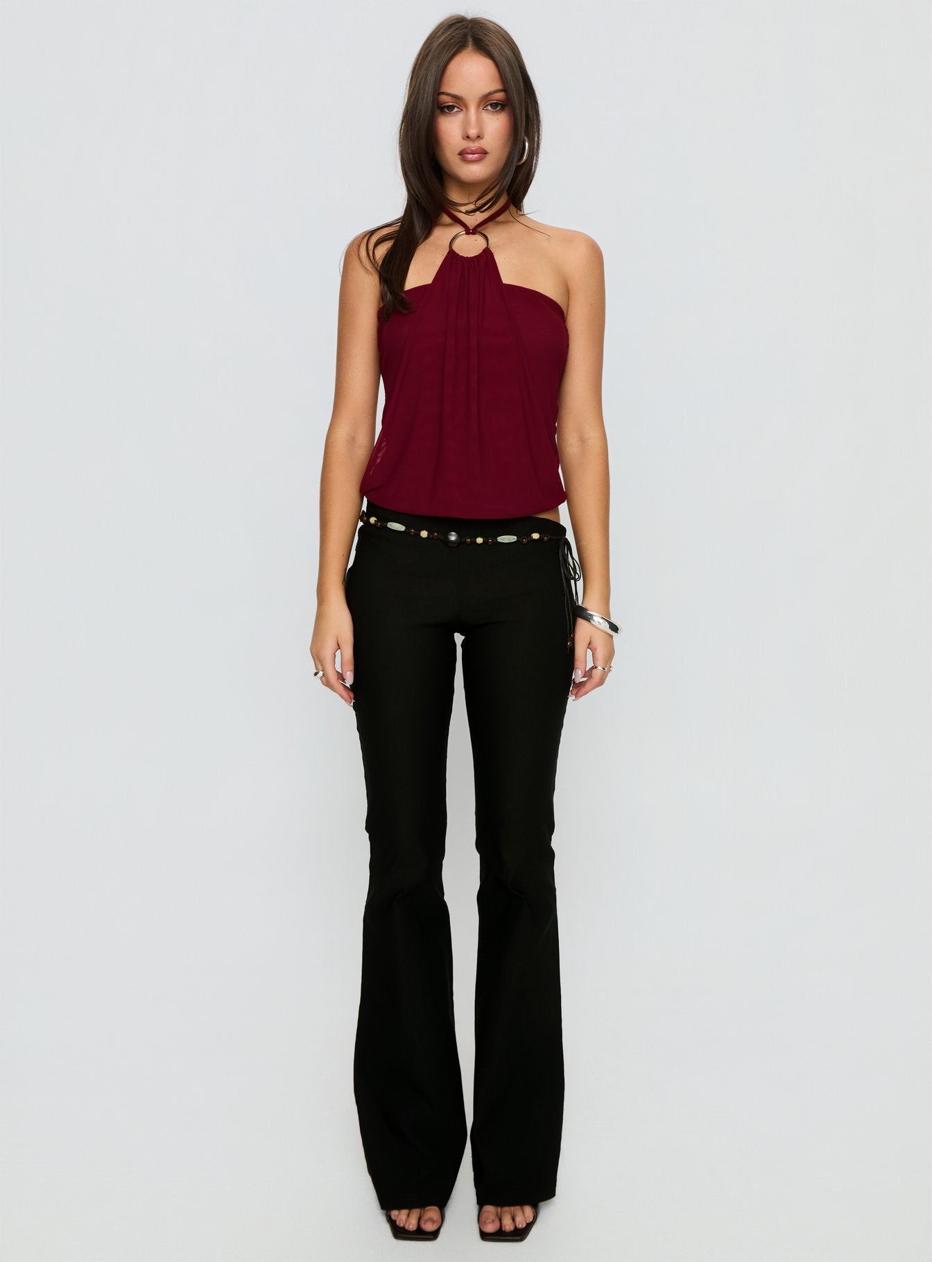 Krislynn Button Belt Pants Black