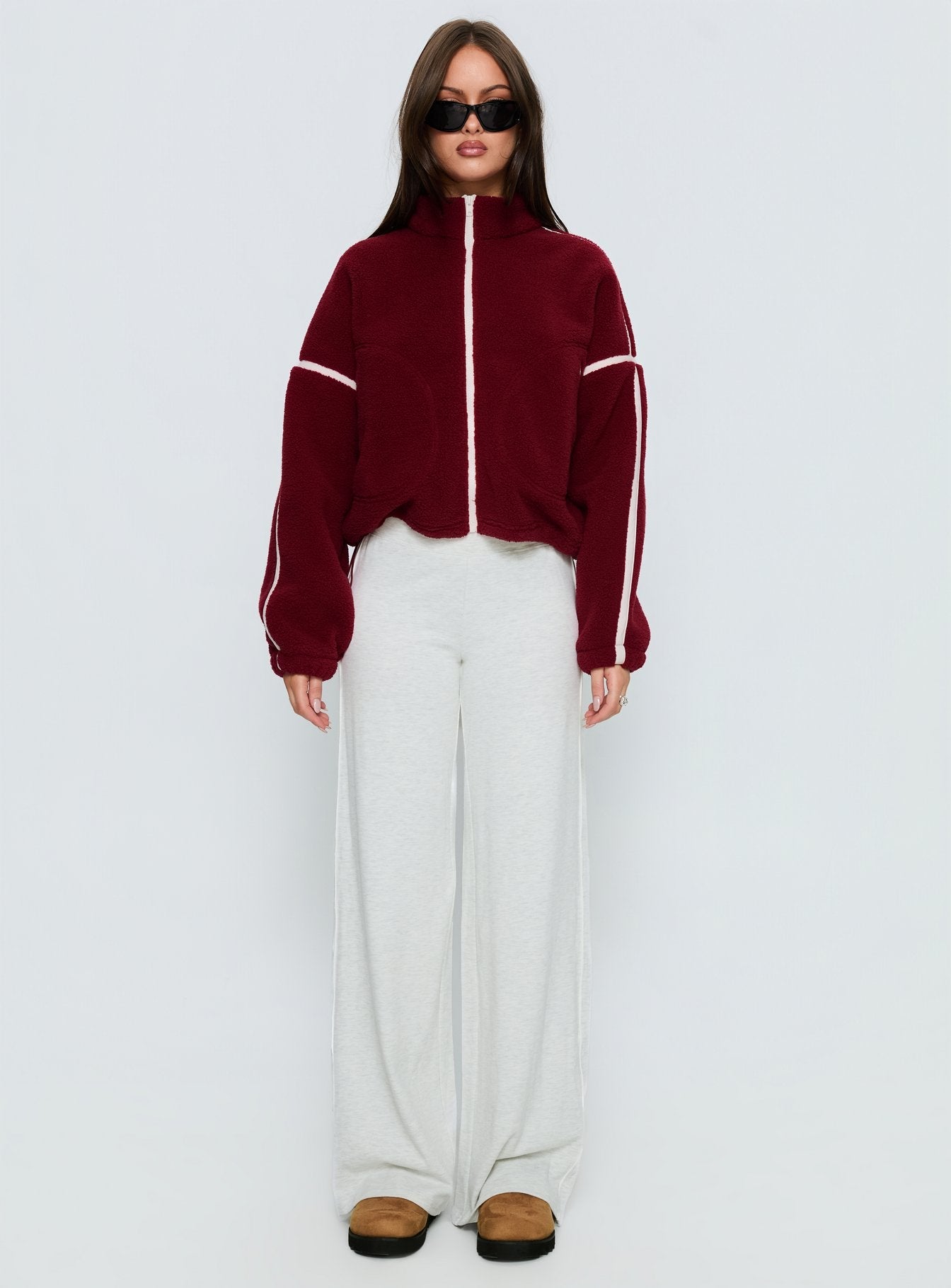 Sammee Polar Fleece Contrast Zip Through Jacket Red