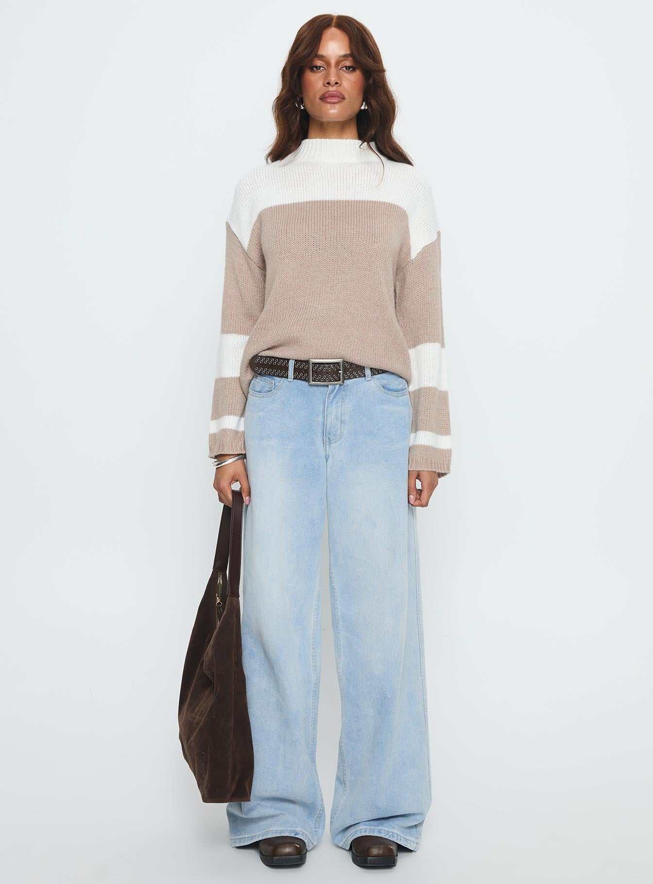 Brandalyn Contrast Mock Neck Knit Sweater Multi