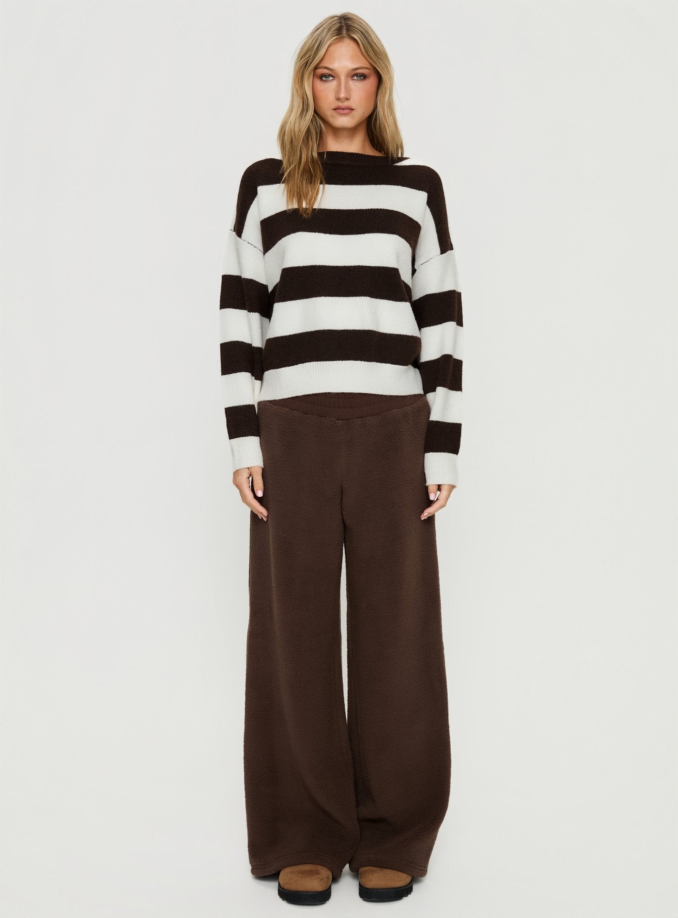 Corlie Crew Neck Knit Sweater Brown Stripe