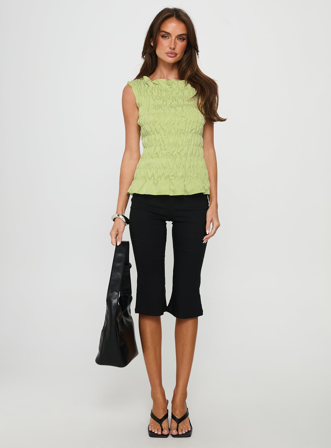 Elenir Shirred Top Green