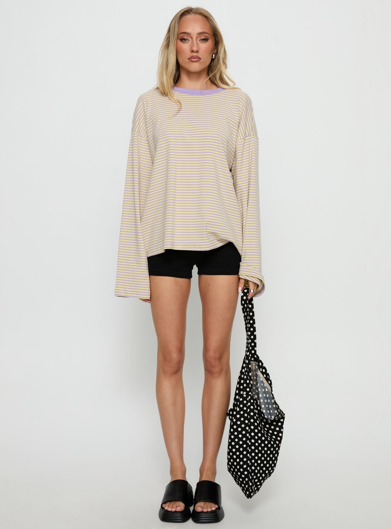 Settle Down Long Sleeve Top Lilac / Lemon Stripe