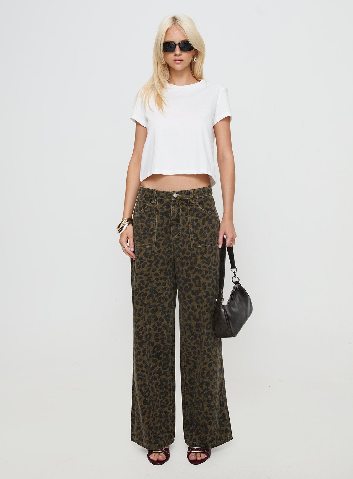 Briony Low Rise Wide Leg Jean Leopard