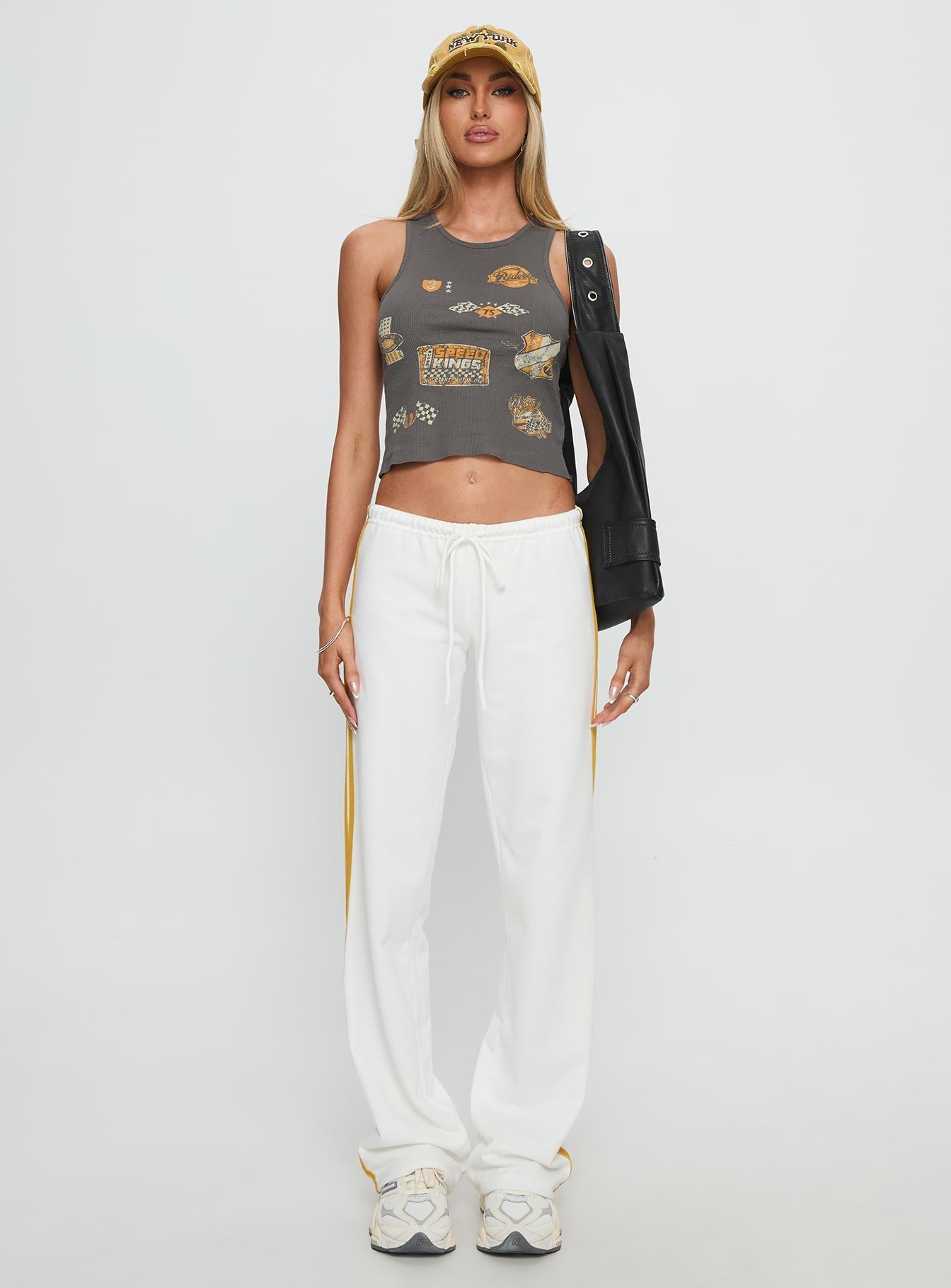 Elation Low Rise Straight Leg Track Pant White