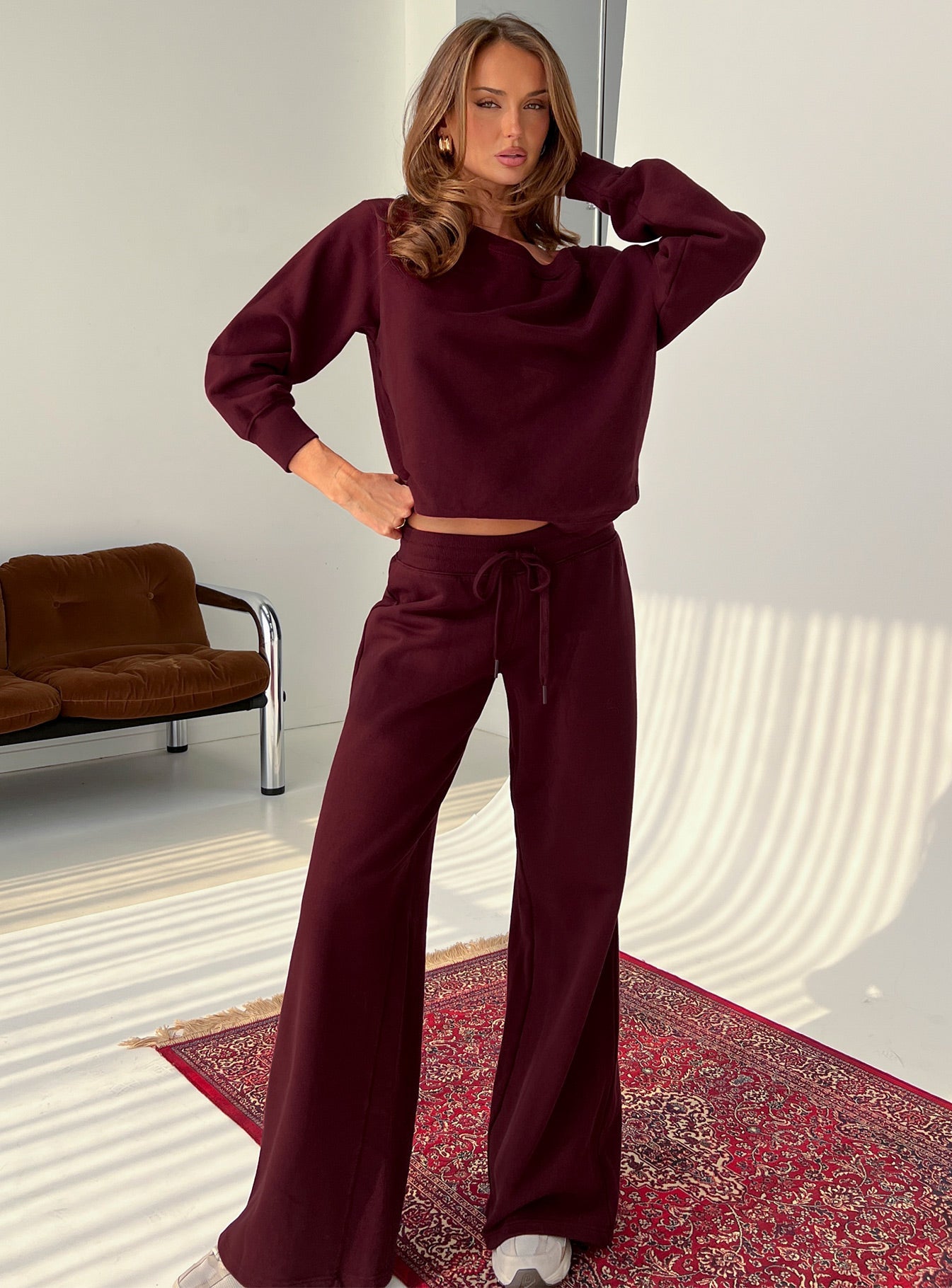 Wellness Off the Shoulder Jumper Currant
