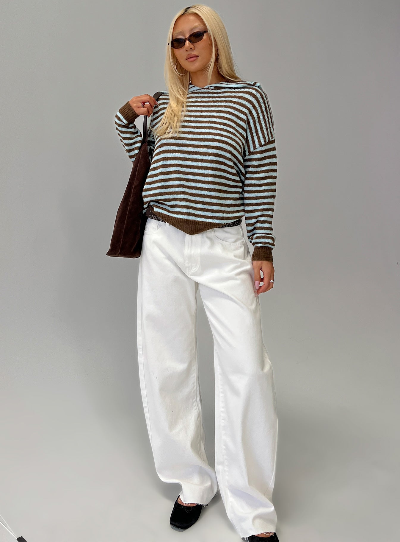 Moon Went Dark Collared Knit Sweater Stripe