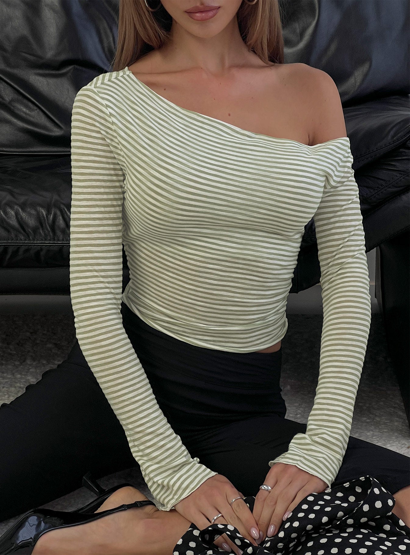 Synergies Long Sleeve Top Sage / White Stripe