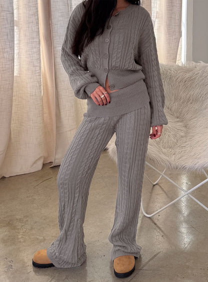 Baleigh Cable Knit Foldover Pants Grey