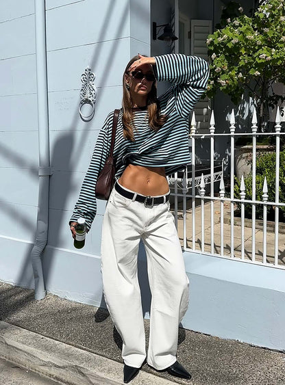 Bloom Long Sleeve Chocolate Sea Stripe