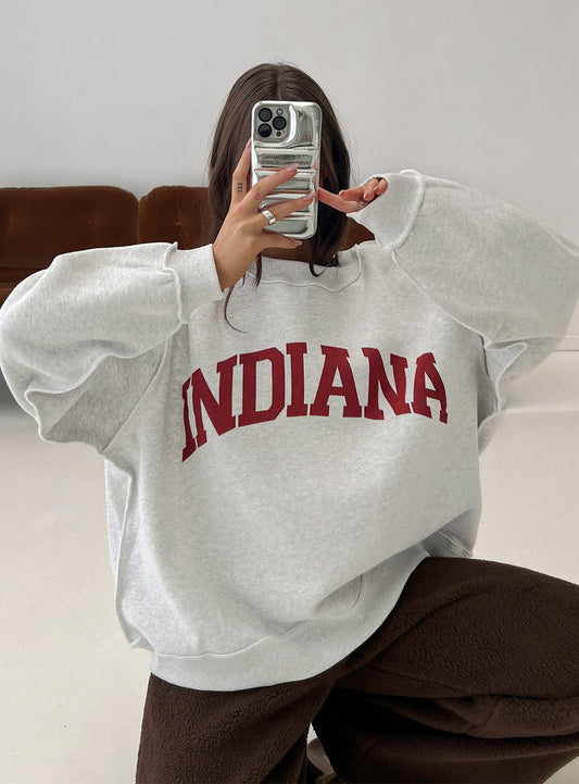 When In Indiana Mock Neck Jumper Grey