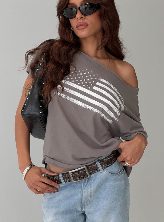 American Tune Graphic Top Washed Black