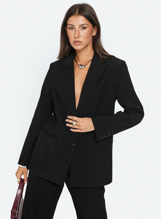 Crowd Pleaser Oversized Blazer Black