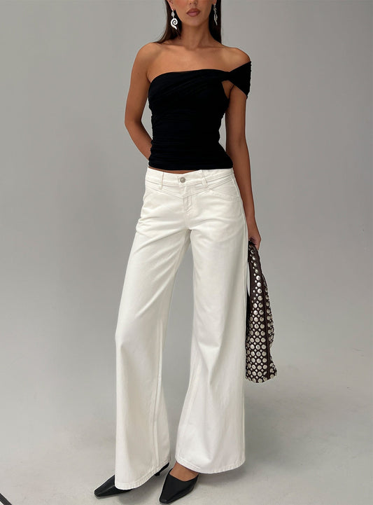 Catiana Low Rise Wide Leg Jeans White
