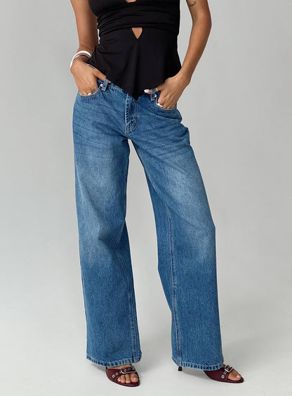 Serenitia Mid Rise Straight Leg Jeans Mid Blue Wash Tall