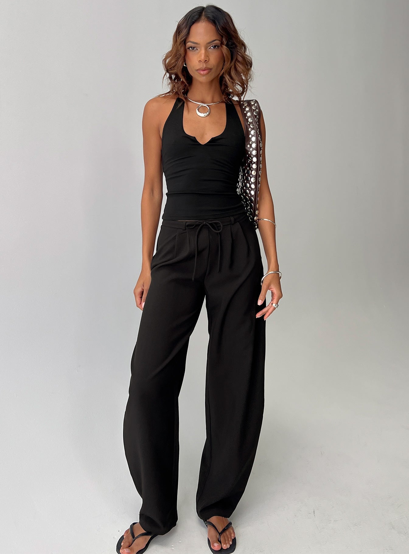 Triffid Barrel Leg Pants Black