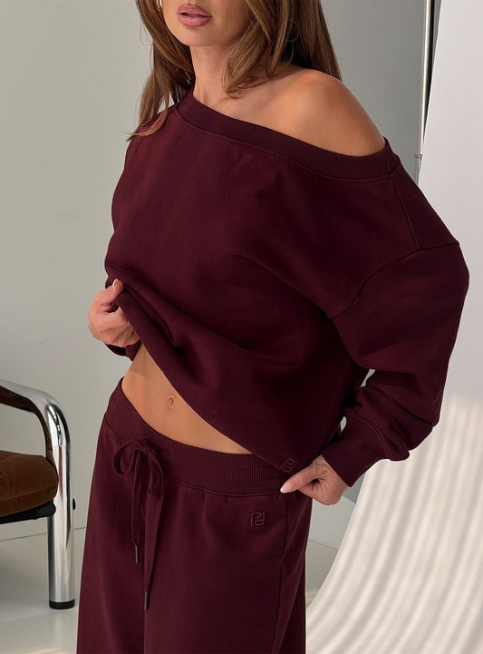 Wellness Off the Shoulder Jumper Currant