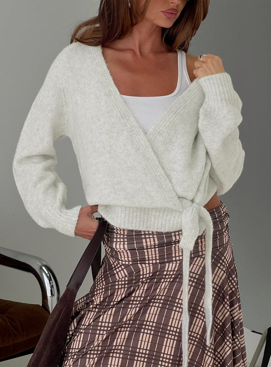 Daelan Wrap Knit Cardigan Grey Marle