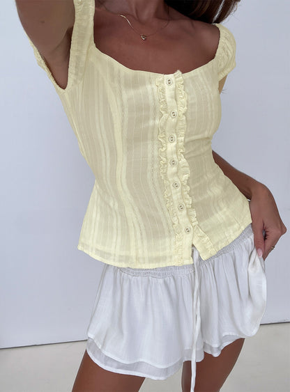 Gysella Off Shoulder Woven Top Yellow