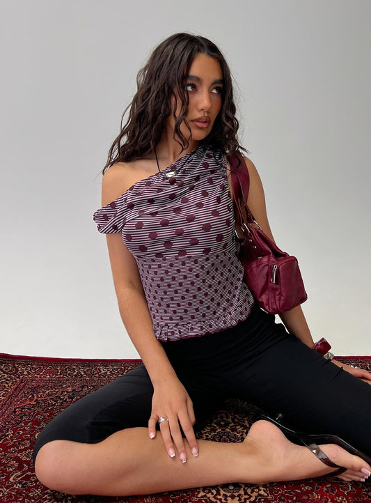 Tarya Top Stripe Polka Plum