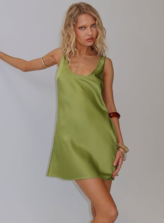 Kalyssia Tie Back Shift Mini Dress Green
