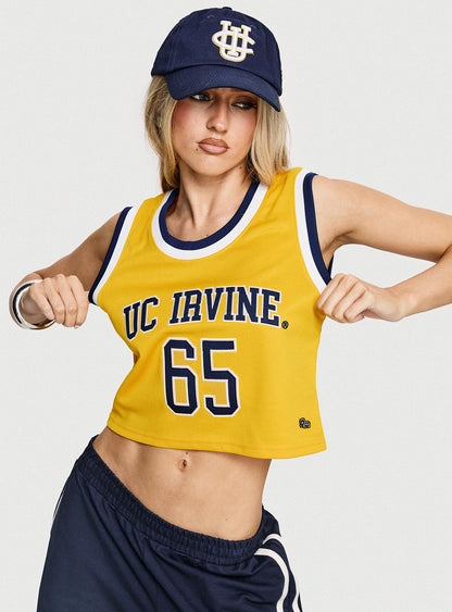UC Irvine Cropped Basketball Jersey Tank Yellow