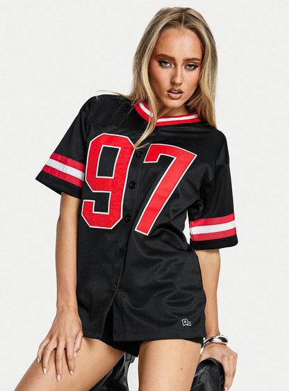 SDSU Football Button Down Jersey Black