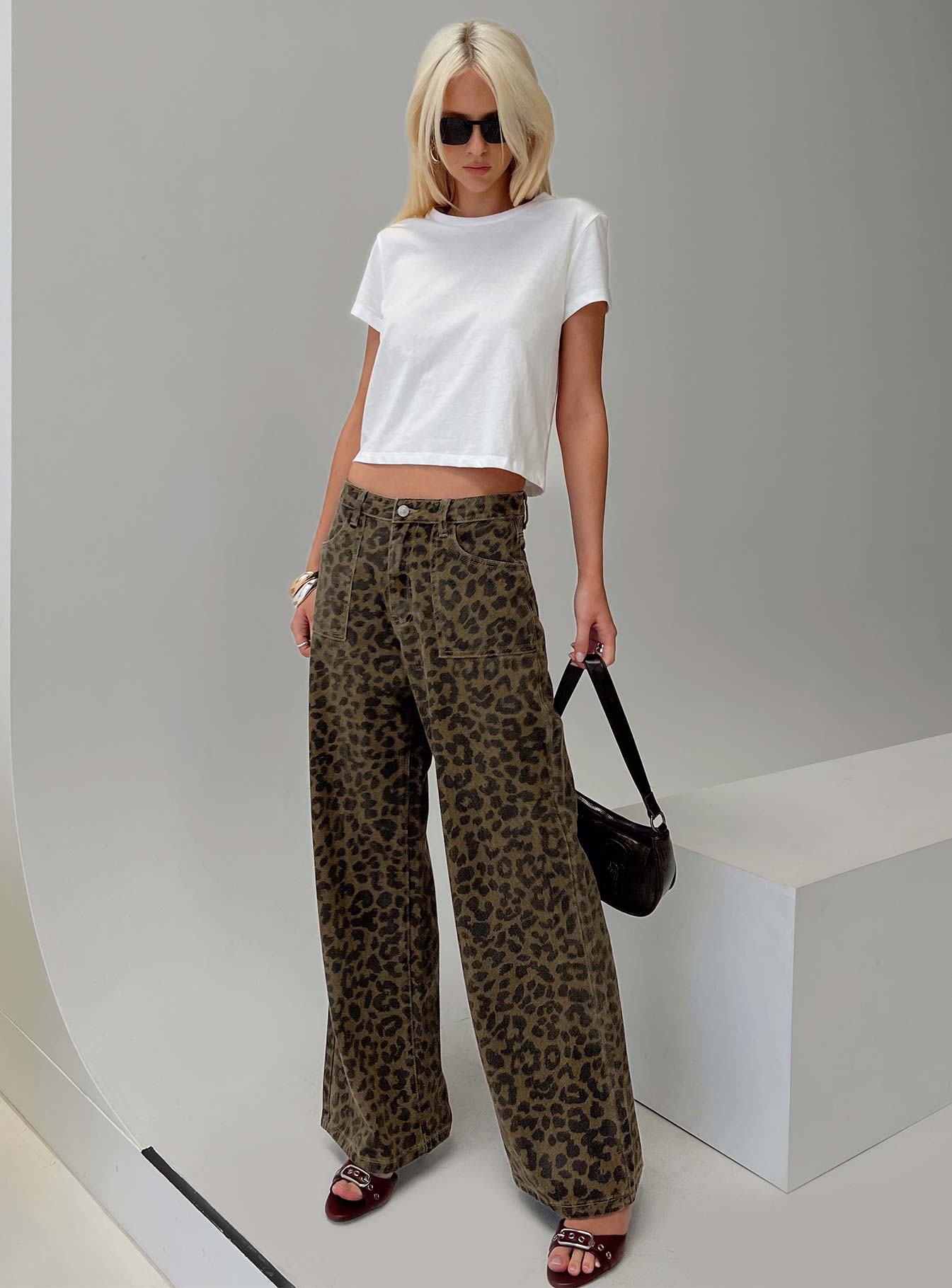 Briony Low Rise Wide Leg Jean Leopard