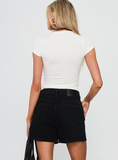 Tropicana Denim Shorts Washed Black