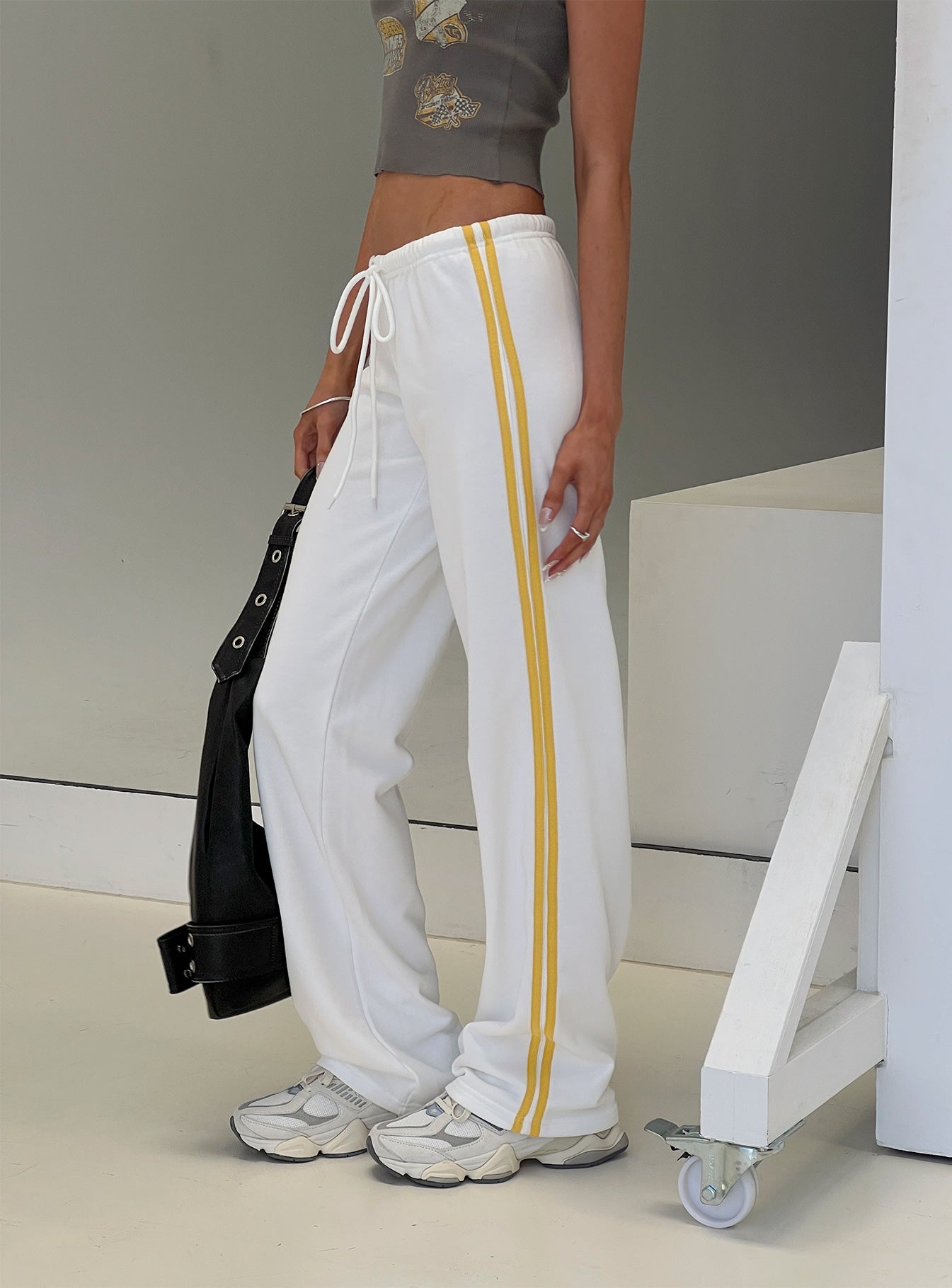Elation Low Rise Straight Leg Track Pant White