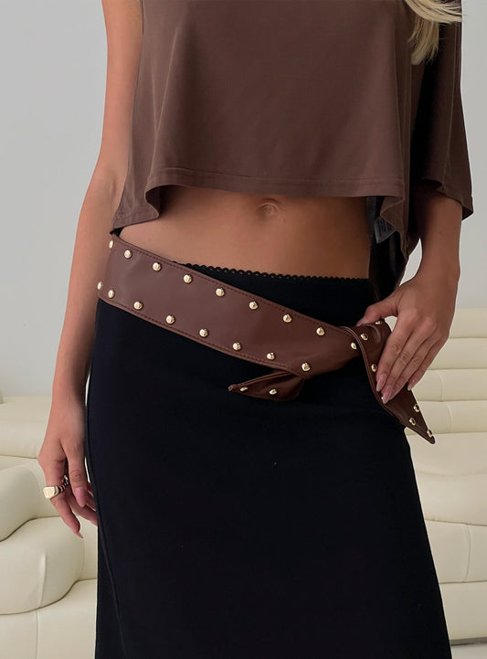 City Of Dreams Faux Leather Belt Brown / Gold