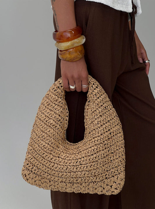 Ramina Straw Shoulder Bag Tan