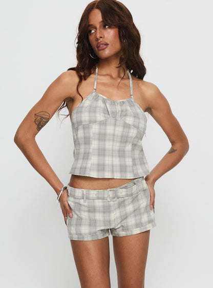 Afterglow Mini Shorts Smoke Plaid