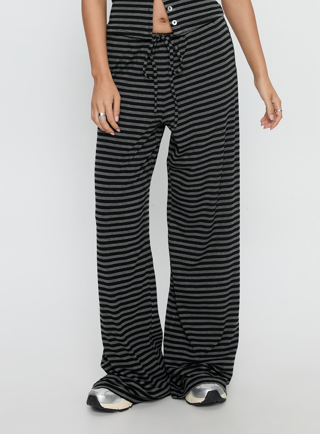 Gavrielle Jersey Wide Leg Pants Stripe