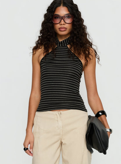 Katriana High Neck Top Multi Stripe