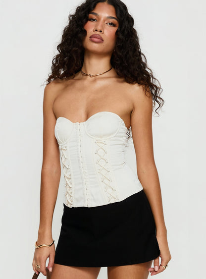 Odella Strapless Corset Top Cream