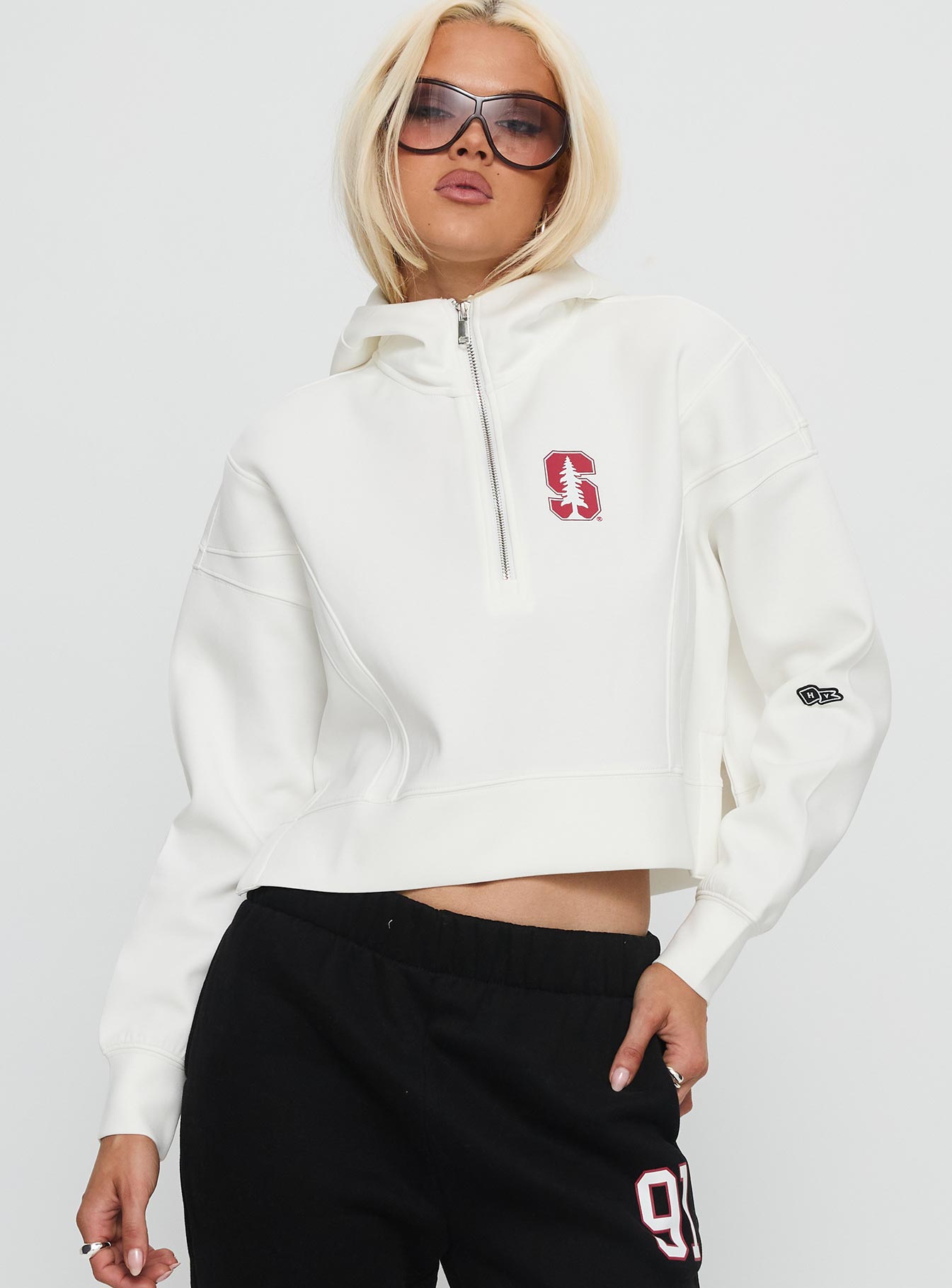 Stanford Buttersport Half-zip Hoodie White