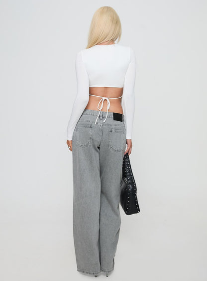 Ellanor Low Rise Straight Leg Jean Washed Grey