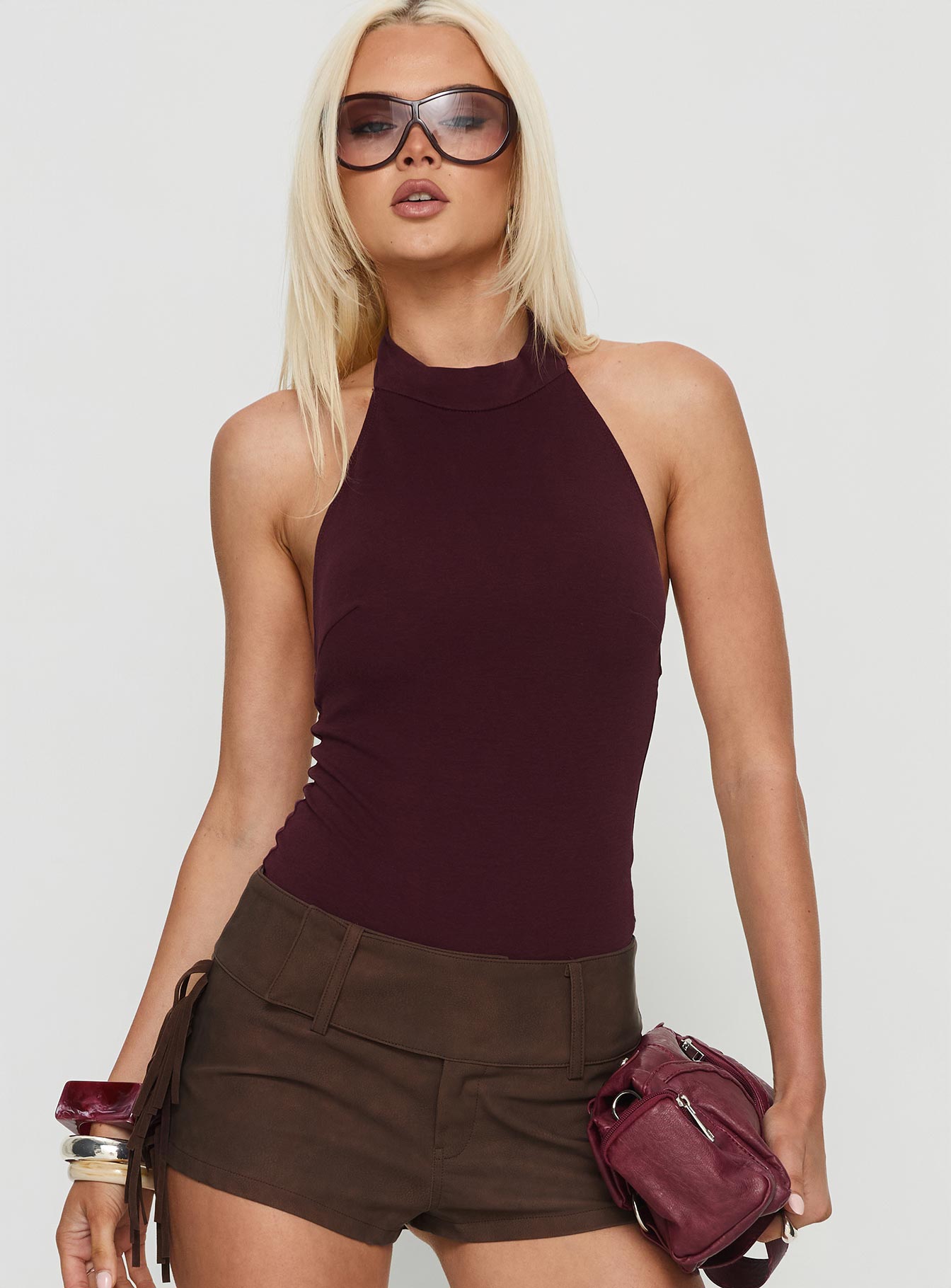 Claramay High Neck Bodysuit Purple