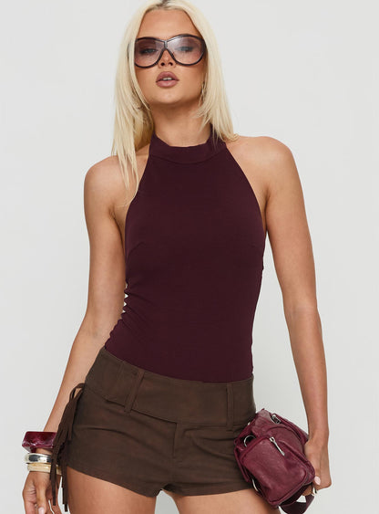 Claramay High Neck Bodysuit Purple