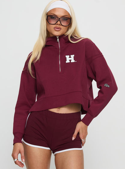 Harvard Buttersport Half-zip Hoodie Crimson