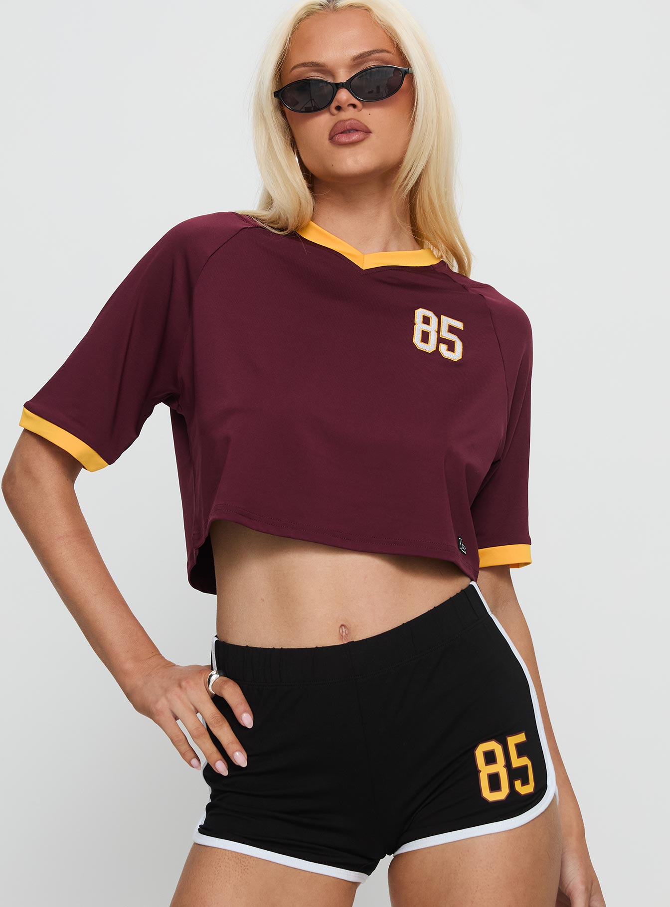 ASU Cropped Soccer Jersey Tee Maroon