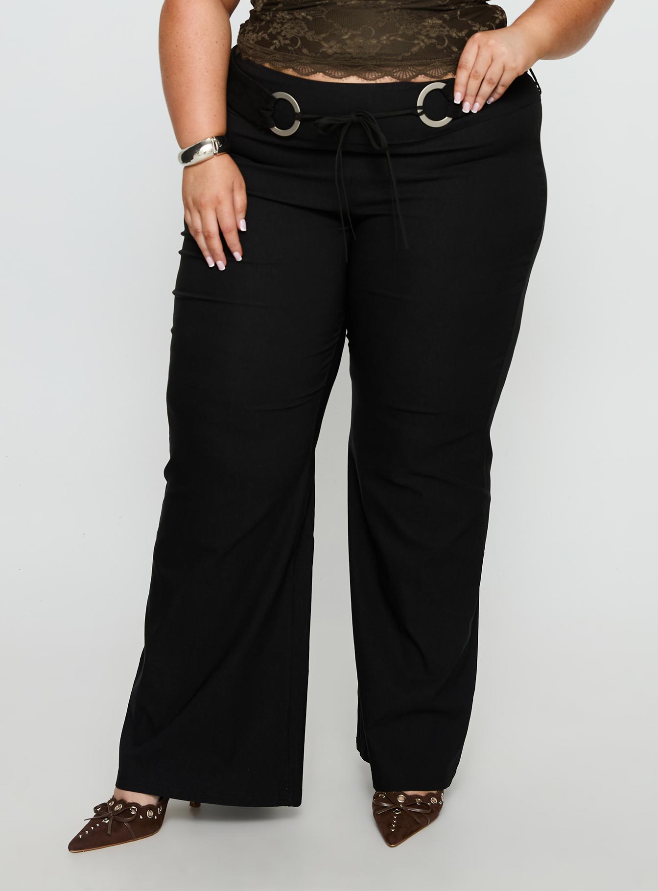 Twinflame Low Rise Hardware Pants Black Curve